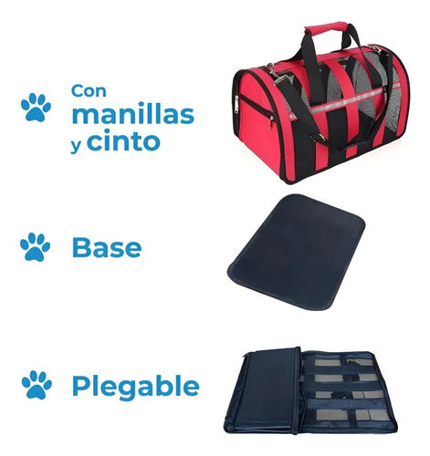 Bolso Transporte Mascota Norplat - Transportador Perro Gato Rojo
