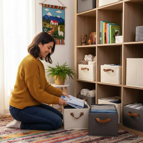 6 Cajas Organizadoras Tela Plegables Closet Ropa - Norplat Lisa