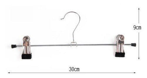 Pack 10 Colgadores Ganchos Metalicos Con Pinza Para Pantalon Plateado