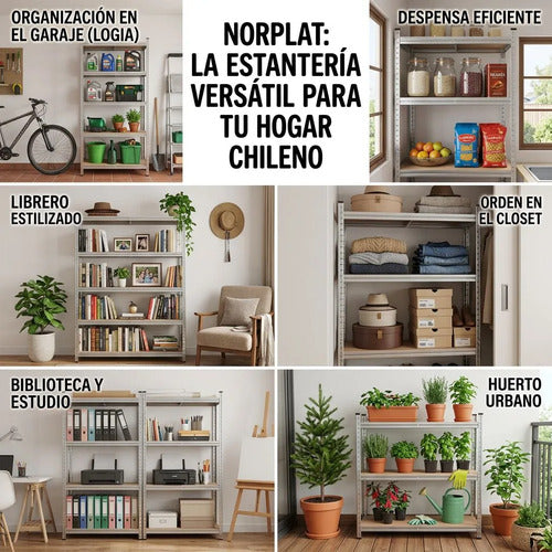 Estante Repisa Metálica Armable Mecano Rack 180x90 - Norplat Plateado
