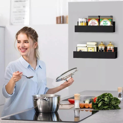 2 Estante Organizador Magnético Cocina Multiuso - Norplat Negro