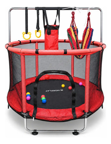 Cama Elástica 1.5mt Saltarina Trampolin Para Niños Norplat Negro Rojo