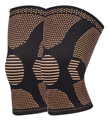 2 Rodilleras Deportiva Ortopédica Compresion Cobre - Norplat Negro M