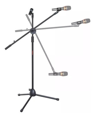 Soporte Pedestal De Micrófono Con Boom Metálico / Atril Negro