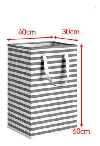 4 Cesto Grande Ropa Sucia Y Lavandería Plegable - Norplat Gris Y Blanco Rayado