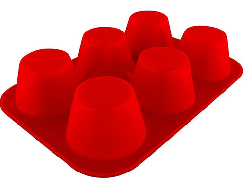 Molde De Silicona Para 6 Muffin O Cupcakes - Cukin Rojo
