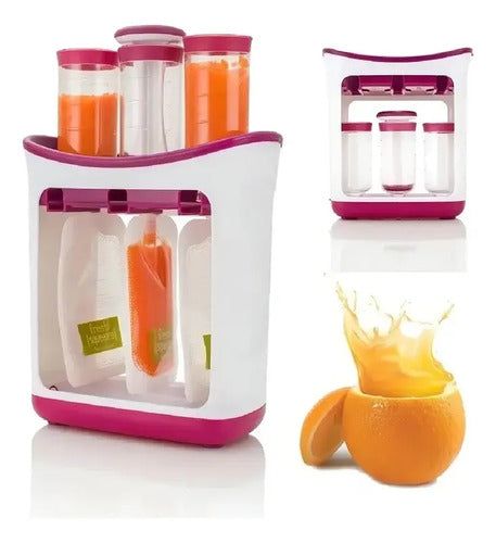 Dispensadora De Compota Norplat Papilla Niño + 10 Bolsas Blanco