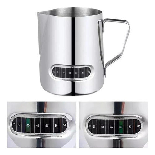 Jarro Lechero Jarra Leche Acero Espuma Texturizar - Norplat Plateado