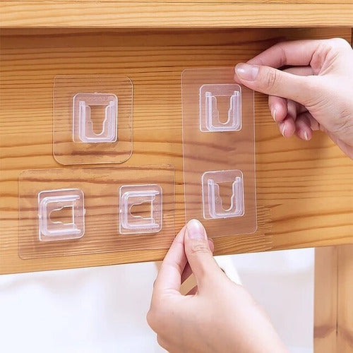 Ganchos De Pared 6x12 Dobles Adhesivos Doble Cara 10 Pares Transparente