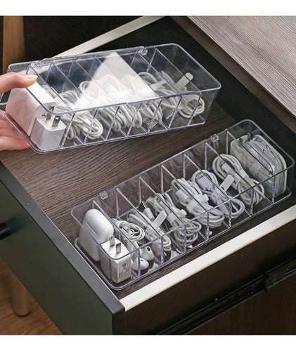 Caja Almacenamiento Organizadora Plastica Cable Tapa Norplat Blanco