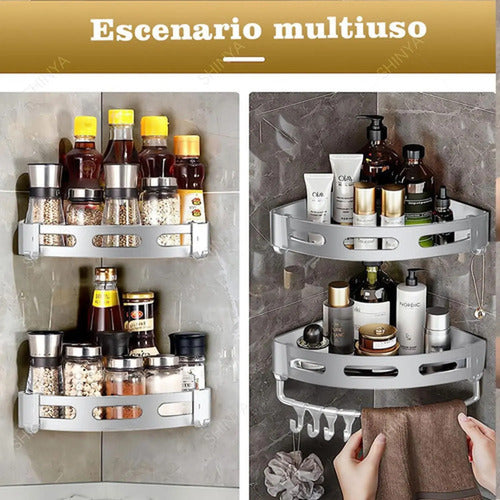 Organizador Repisas Esquineras Baño 2 Pisos Aluminio Norplat Plateado