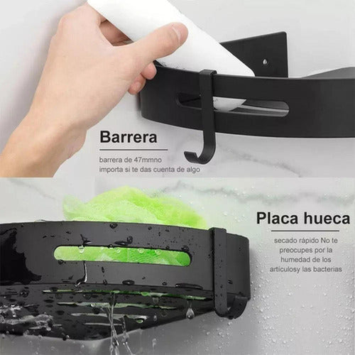 3 Organizador Para Ducha Esquinero Baño Repisa - Norplat Negro