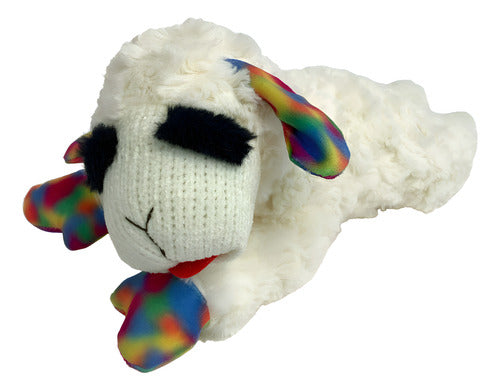 Peluche Oveja Con Texturas Y Sonido Para Mascotas Y Niños Blanco Con Patas Multicolor
