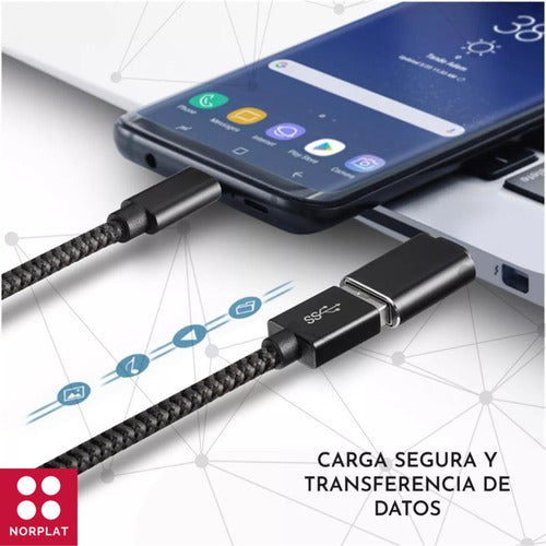 Adaptador Usb-c Macho A Usb-a Hembra - Certificado Norplat Negro