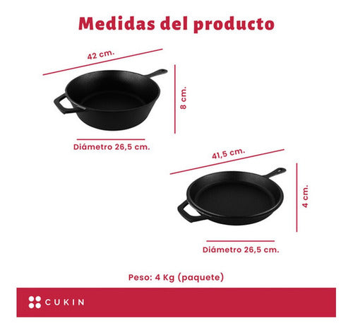 Cacerola + Sartén De Hierro Fundido - Dutch Oven Ø26cmx12 Negro