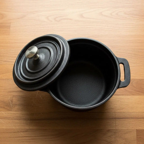 Mini Olla Cacerola Hierro Fierro Fundido Induccion - Norplat Negro