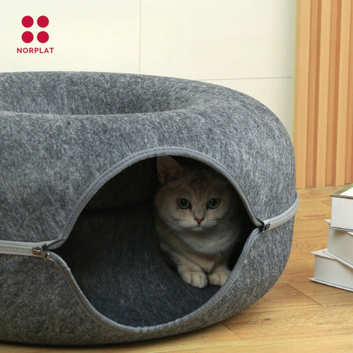 Tunel Cama Casa Gato Mascota Talle Pequeño - Wuf - Norplat Gris Oscuro
