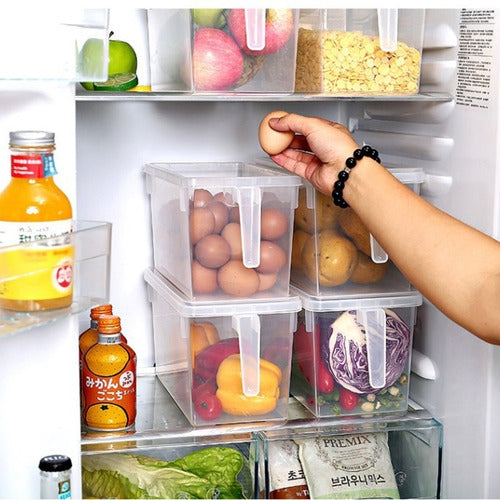 Caja Organizadora Para Refrigerador Con Tapa Y Mango - Cukin Transparente