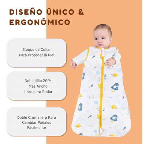 2 Pijamas Bebe Saco Dormir Sin Mangas 100% Algodon - Norplat Blanco Panda Y Monstruos M