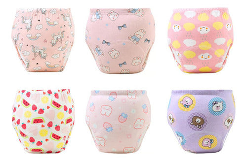 6 Calzon Entrenamiento Algodón Pull Up Reutilizable Norplat Nena L - 13 A 20 Kg