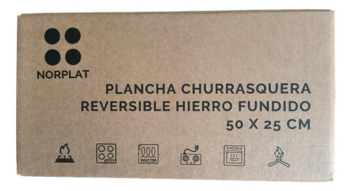 Plancha Hierro Fundido Churrasquera 2 En 1 50x25cm - Norplat Negro