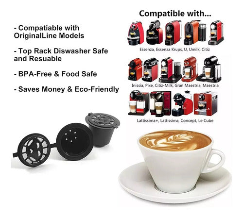 6 Capsulas Cafe Reutilizable Para Cafetera Nespresso Norplat Negro