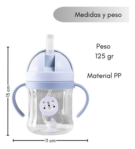 Vaso Antiderrame Norplat Para Bebe Con Bombilla 250ml 360° Rosa Jirafa