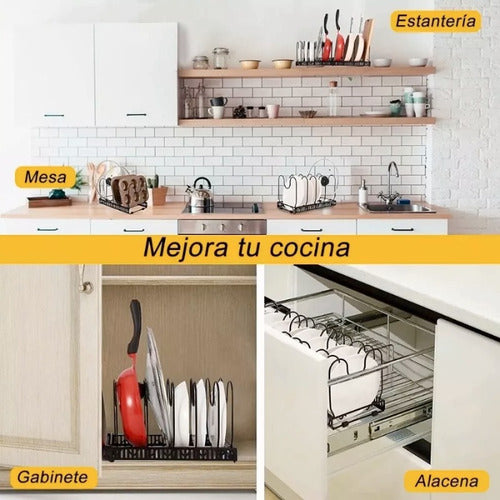 Organizador De Tapas Ollas Sartén Expansible Cocina Norplat Negro