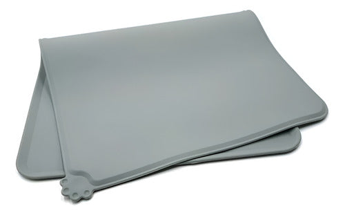Alfombra Comedero Silicona Para Mascota Anti-salpicadura Wuf Gris