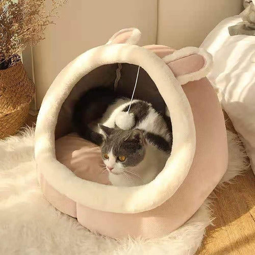 Casa Cama Plush Iglú Nido Mascota Perro Gatos - Wuf Rosa Claro 02