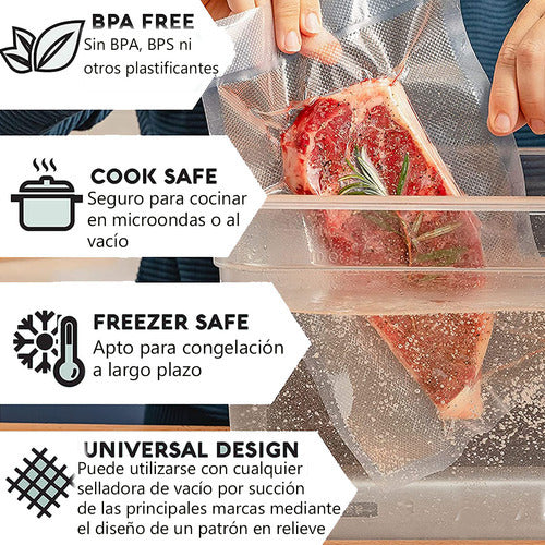 100 Bolsas Para Sellar Al Vacio 20x25 Vacío Espesado Norplat Transparente