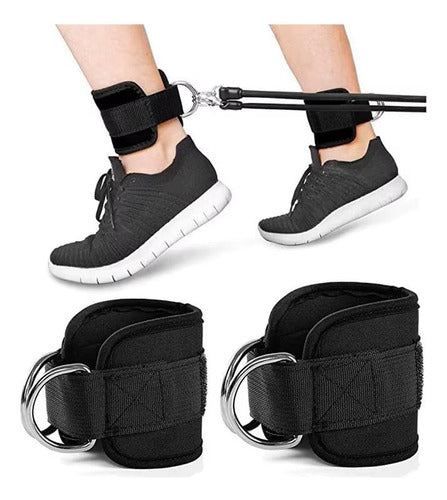 2 Tobilleras Polea Enganche Gym Glúteos Extensiones Norplat Negro