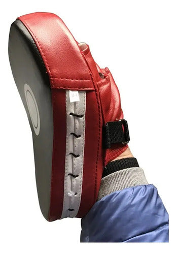 2 Focos Karate Boxeo Norplat Manopla Entrenamiento Curvo Mma Rojo Y Negro