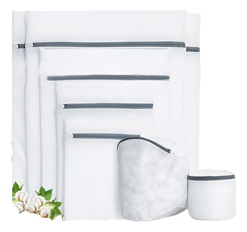 7 Mallas Bolsa Para Lavar Ropa Delicada Lavadora - Norplat Blanco