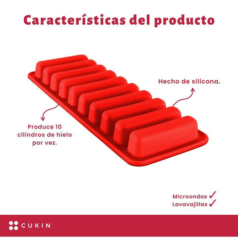 Molde De Silicona Para Cilindros De Hielo - Cukin Rojo