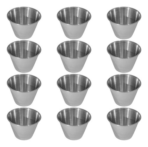 12 Pocillos Salsero Dips Acero Inoxidable 70ml - Norplat Plateado