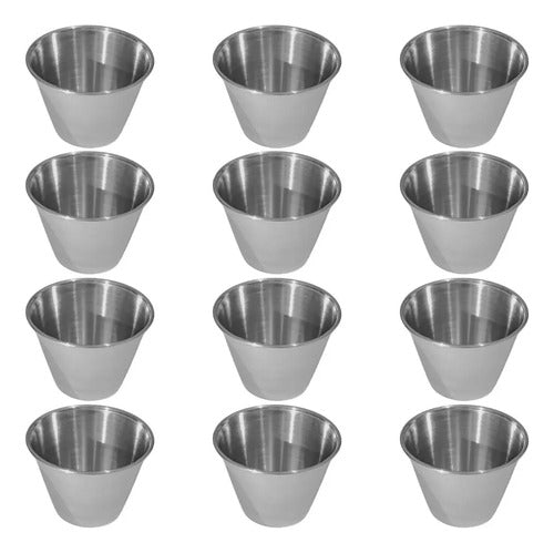 12 Pocillos Salsero Dips Acero Inoxidable 70ml - Norplat Plateado