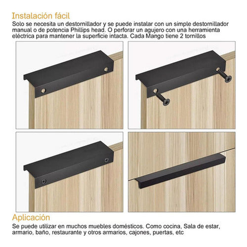 10 Tiradores Para Muebles Cocina Tornillos Manillas Norplat Negro