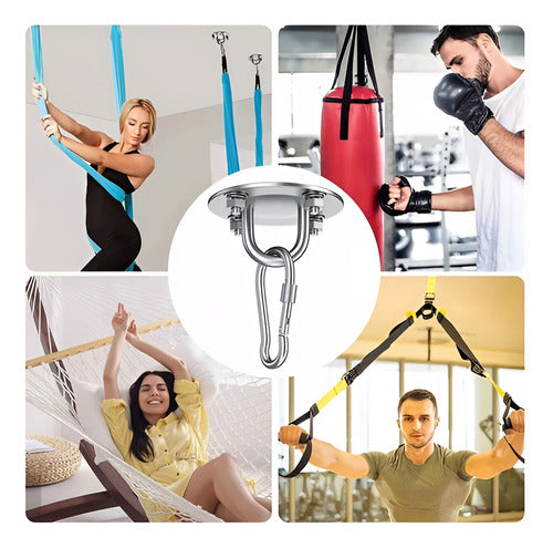 2 Gancho De Suspensión Anclaje Trx Yoga 90mm 500kg - Norplat Plateado