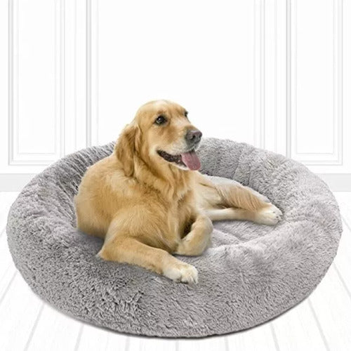 Cama Mascota Perro Grande Antiestres 110cm Talla Xxl Norplat Gris Liso