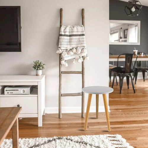 Mesa Centro Madera Norplat 50cm Redonda Minimalista Nordica - Blanco