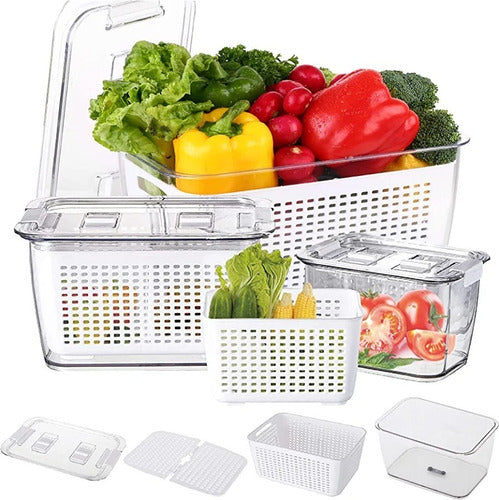 Caja Organizadora Con Cesta Refrigerador Despensa 4.5 Lt Blanco