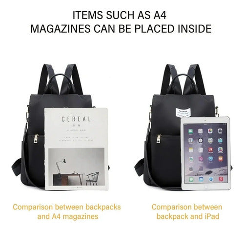 Mochila Bolsa De Mujer Impermeable Tik Tok Viral - Norplat Negro Liso