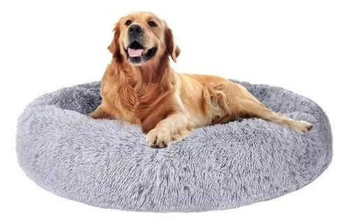 Cama Mascota Perro Grande Antiestres 110cm Talla Xxl Norplat Gris Liso