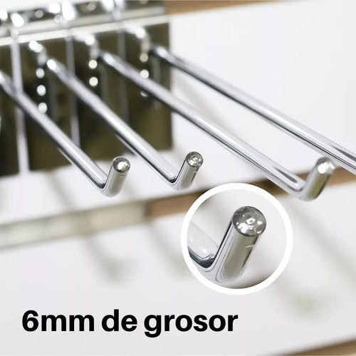 Pack 50 Ganchos Exhibidor 20cm 6mm Panel Ranurado - Norplat Plateado