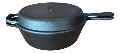 Dutch Oven Ø26cm 2 Sartenes Hierro Fundido + 2 Grip - Cukin Negro