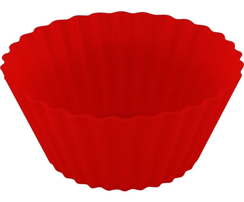 Set X 12 Moldes De Silicona Xl Para Muffin - Øs9cm - Cukin Rojo
