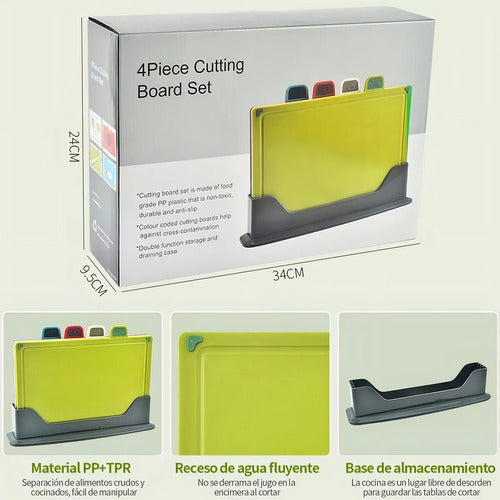 Tabla De Picar Norplat Con Pestañas Para Cocina 4 Unidades Lisa Multicolor