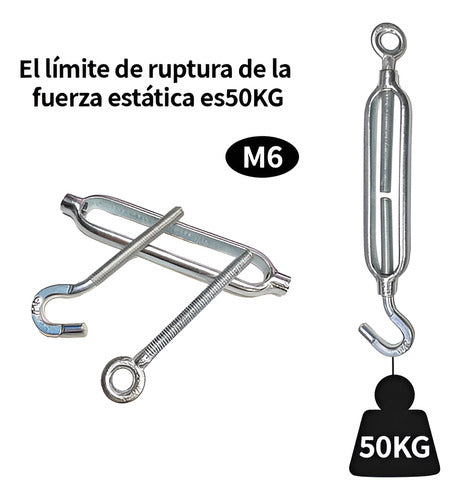 20 Tensor Ojo Gancho Galvanizado M6 Hasta 50kg - Norplat