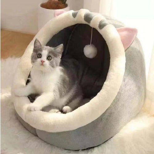 Casa Cama Plush Iglú Nido Mascota Perro Gatos - Wuf Gris 03